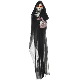 HOMCOM Guitar-Playing Grim Reaper Outdoor Halloween Decoration Animatronic