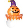 Outsunny 3.4ft Inflatable Halloween Window Sticker Ghost with Orange Face, Blow Up LED Display for Garden Indoor Outdoor