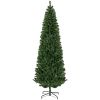 HOMCOM 7 FT Slim Christmas Tree with Lights, Pencil Xmas Tree with Stand, 818 Tips, Holiday Indoor Decoration for Party, Green