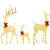 Outsunny 3-Piece Light Up Christmas Deer Family Set Lighted Reindeer Christmas Decoration with Lights for Indoor Outdoor Silver