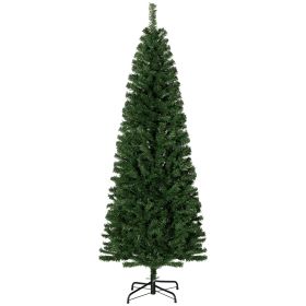 HOMCOM 6 FT Slim Christmas Tree, Pencil Xmas Artificial Tree w/ 618 Tips & Stable Stand, Holiday Party Decoration Indoors, Green