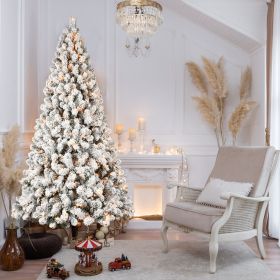 6ft Flocked Pre-Lit Christmas Tree with 300 UL Warm White Lights, 779 PVC Tips, Auto-Unfold Memory Wire