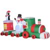 HOMCOM 11' Long Christmas Inflatable Train with LED Lights Santa Claus Snowman Penguin for Holiday Yard Decoration