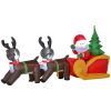 HOMCOM 7' Inflatable LED Lit Christmas Santa & Reindeer, Outdoor Santa Decorations Christmas, Christmas Lawn Ornaments