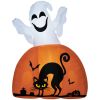 HOMCOM Inflatable Halloween Decor 5ft Ghost with Pumpkin Base Outdoor LED Lights
