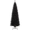HOMCOM 8 FT Slim Christmas Tree with Lights, Pencil Xmas Tree with Stand, 1168 Tips, Holiday Indoor Decoration for Party, Black