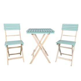 Direct Wicker 3-Piece Acacia Wood Patio Set – 2 Outdoor Dining  Folding Chairs and Square Coffee Table, Portable Garden Bistro Set