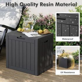 35 Gallon Waterproof Outdoor Deck Box with Lockable Lid and Side Handles, Resin Storage Container for Patio Garden Backyard