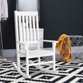 White Wooden Rocking Chair 24.41 x 33.86 x 46.06inch Outdoor Patio Porch Rocker Classic Garden Rocking Armchair for Backyard Deck Balcony Lawn Relaxat