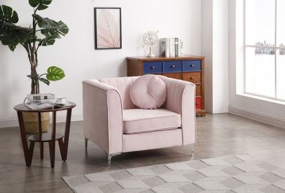 Contemporary Pink Sloped Arm Chair