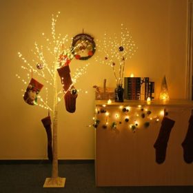 6FT Lighted Birch Tree with 305 LEDs Warm White Lights