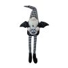 4.3x3.5x23.5" Fabric Sitting Black Gnome With Wings & Black-White Plaid Hat, for Halloween Decor
