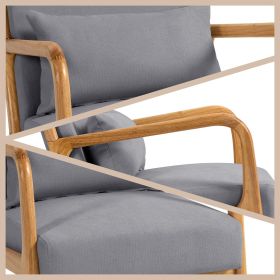 Leisure Chair with Solid Wood Armrest and Feet, Mid-Century Modern Accent Sofa,1 seat