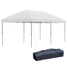 Outsunny 10' x 19' Pop Up Canopy with Easy Up Steel Frame, 3-Level Adjustable Height and Carrying Bag, Sun Shade Event Party Tent for Patio, Backyard