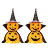2Packs 3FT Halloween Collapsible Lighted Pumpkin Decoration, 176 LED Pop-Up Pumpkin Lamp with Cape