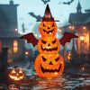 3FT-Halloween Decorations Outdoor – 37 Inch Collapsible Pumpkin Man with 40 LED Lights, Stretchable Pop Up Jack-o'-Lantern for Yard, Garden, Porch