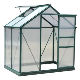 Outsunny 6' x 4' Greenhouse for Outdoors, Polycarbonate Greenhouse with Rain Gutter and Roof Vent