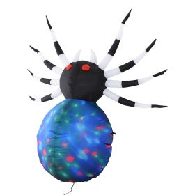 HOMCOM 5' Long Halloween Inflatables Outdoor Decorations Multicolor Red-Eyed Spider, Blow Up LED Yard Decor for Garden, Lawn, Party, Holiday