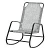 Outsunny Garden Rocking Chair, Outdoor Indoor Sling Fabric Rocker for Patio, Balcony, Porch, Gray and Brown
