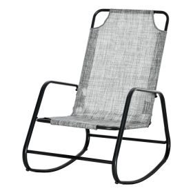 Outsunny Garden Rocking Chair, Outdoor Indoor Sling Fabric Rocker for Patio, Balcony, Porch, Gray and Brown