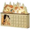 HOMCOM Wooden Christmas Advent Calendar with 24 Countdown Drawers and LED Lights for Kids and Adults, Battery Operated