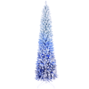 6FT Blue Gradient Flocked Pencil Christmas Tree with 200 Warm White LED Lights, 485 Tips, Hinged Branches, Slim Design