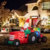 Outsunny 9ft Christmas Inflatables Outdoor Decorations Santa Claus Driving Trailer with Colorful Gift Boxes