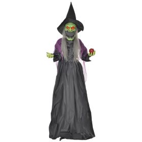5.9' Life Size Decoration Animatronic Old Witch Outdoor Halloween, Sound and Motion Activated w/ Light Up Eyes