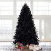 7.5ft PE/PVC Mixed Black Tree Automatic Fireproof Artificial Tree With Led for Halloween