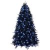 7ft PE/PVC Mixed Black Tree Hinged Automatic Fireproof Artificial Tree With Lights for Halloween