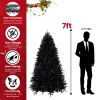 7ft PE/PVC Mixed Black Tree Hinged Automatic Fireproof Artificial Tree With Lights for Halloween