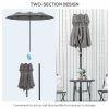 Double Sided Patio Umbrella, 9.5' Large Outdoor Market Umbrella with Push Button Tilt and Crank, 3 Air Vents and 12 Ribs, for Garden, Deck, Pool, Gray