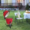 13 Inch Orange Ceramic Charcoal Grill Round Kamado Style BBQ Cooker Portable Outdoor Smoker Barbecue Grill for Patio Garden Backyard Camping Cooking w