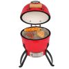 13 Inch Orange Ceramic Charcoal Grill Round Kamado Style BBQ Cooker Portable Outdoor Smoker Barbecue Grill for Patio Garden Backyard Camping Cooking w