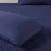 3 Piece Split Corner Pleated Quilted Bedspread Navy Queen