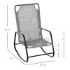 Outsunny Garden Rocking Chair, Outdoor Indoor Sling Fabric Rocker for Patio, Balcony, Porch, Gray and Brown