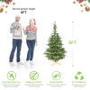 5ft Pre-Lit Christmas Tree with 200 Warm White LED Lights, 403 PE+PVC Tips, Realistic Layered Look