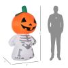 HOMCOM 6ft Halloween Inflatables Smiling Skeleton Ghost with Pumpkin Head Outdoor Decoration with Rotating LED Light