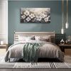 Large Flower Painting Wall Art for Living Room White Flower Picture Wall Decor for Bedroom Gold Leaf Floral Wall Art Prints Framed Artwork for Bathroo