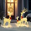 Outsunny 3-Piece Light Up Christmas Deer Family Set Lighted Reindeer Christmas Decoration with Lights for Indoor Outdoor Silver