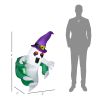 Outsunny 3.9ft Inflatable Halloween Window Sticker Ghost, Blow Up LED Display for Garden Indoor Outdoor