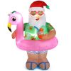 5.9 FT Lighted Christmas Inflatable Decoration, Inflatable Hawaii Santa Claus Outdoor Decoration