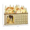 HOMCOM Wooden Christmas Advent Calendar with 24 Countdown Drawers and LED Lights for Kids and Adults, Battery Operated