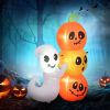 HOMCOM 5ft Inflatable Halloween Ghost and Pumpkin, Blow Up LED Display for Garden Indoor Outdoor