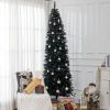 HOMCOM 8 FT Slim Christmas Tree with Lights, Pencil Xmas Tree with Stand, 1168 Tips, Holiday Indoor Decoration for Party, Black