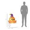 Outsunny 3.4ft Inflatable Halloween Window Sticker Ghost with Orange Face, Blow Up LED Display for Garden Indoor Outdoor