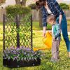 Wicker Trellis Planter, Outdoor Raised Garden Bed with Drainage Holes