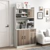 71 Inch Kitchen Pantry Storage Cabinet Buffet Sideboard with Built-in Charge Station