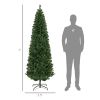 HOMCOM 7 FT Slim Christmas Tree with Lights, Pencil Xmas Tree with Stand, 818 Tips, Holiday Indoor Decoration for Party, Green