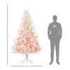 HOMCOM 7ft Pencil Christmas Tree, Pink Artificial Christmas Tree for Holiday Home Decoration with Metal Stand & Automatic Open, Pink